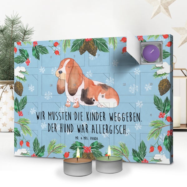 Mr. & Mrs. Panda Duftkerzen Adventskalender Hund Basset Hound - Blau Pastell