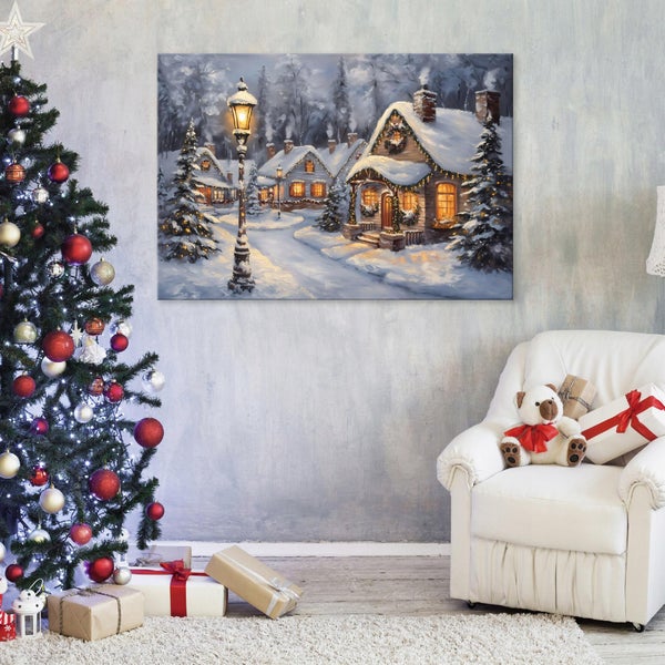 Leinwandbild Stadt Winter Festlich PP16292O4 Wandbilder Wohnzimmer Schlafzimmer 60x40 cm