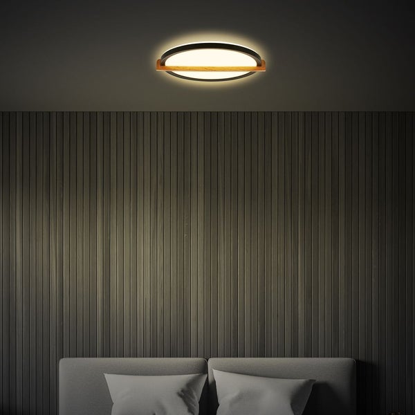 LED Deckenlampe Holz Deckenleuchte Wohnzimmer Schlafzimmer Warmweißes Licht
