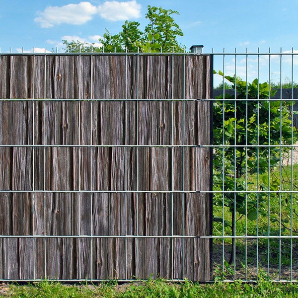 Doppelstabmattenzaun mit Sichtschutz aus Holz