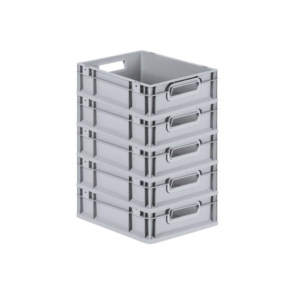 PROREGAL Spar Set 5x Eurobox Nextgen Economy Mit Scharnierdeckel & Gelben Schiebeschnappverschlüssen Griffe Offen HxBxT 12 x 30 x 40 cm 11 Liter
