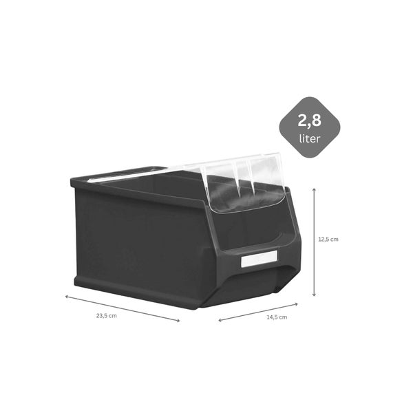 PROREGAL SuperSparSet 48 x Graue Sichtlagerbox 3.0 Mit Abdeckung HxBxT 12,5 x 14,5 x 23,5 cm 2,8 Liter Sichtlagerbehälter Sichtlagerkasten