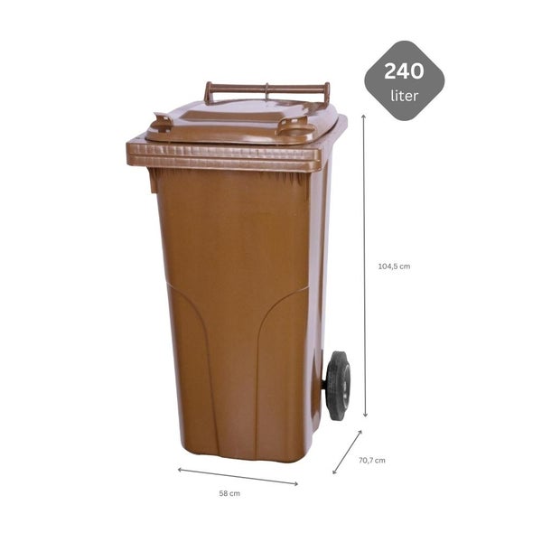 PROREGAL SuperSparSet 2x 2-Rad-Mülltonne Mgb HDPE-Kunststoff 120 Liter Braun & Grau/Schwarz