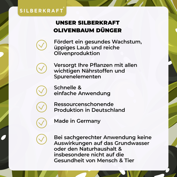 Silberkraft Olivenbaumdünger, ein Liter, für gesundes Wachstum und reiche Olivenernte