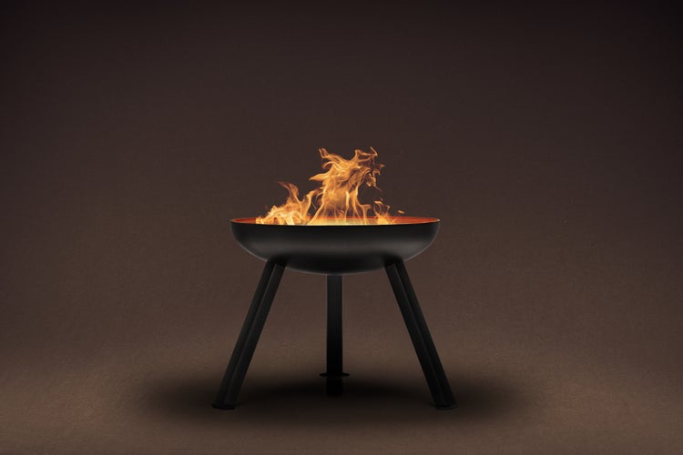 The Favilla BOMBE Feuerschale Schwarz 48 x 48 x 30 cm – Kompaktes Feuerbecken aus 2,5 mm Stahl – Pulverbeschichtet & wetterfest – Runde Feuerstelle für Balkon, Terrasse & Garten – 7 kg