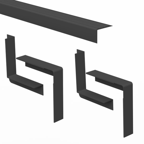 Treppenkantenprofil mit Eckstücken für Stufen, zur Sicherung und Verzierung von Treppenkanten.