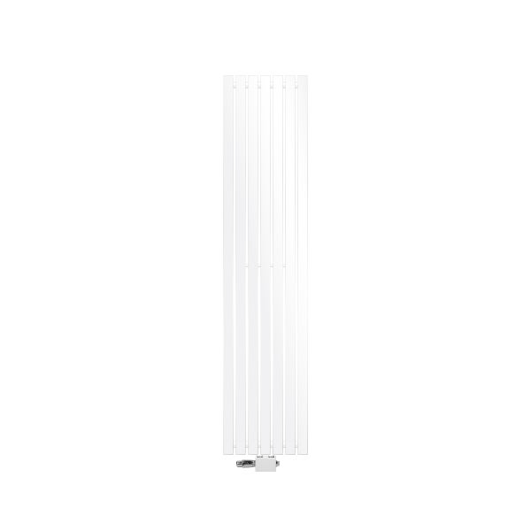 ECD Germany Design Paneelheizkörper Stella Mittelanschluss 370 x 1600 mm Weiß mit Anschlussgarnitur Thermostat Universal Eck- und Durchgangsform, Flach Einlagig Vertikal, Heizkörper Badheizkörper