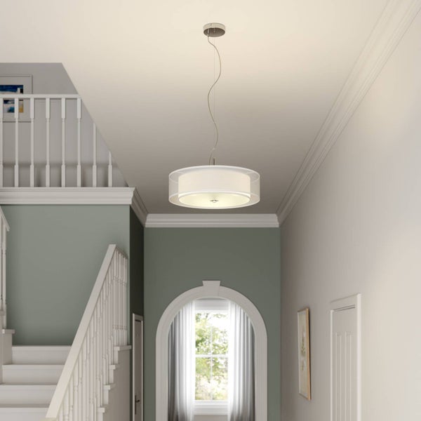 Lindby Pendelleuchte Pikka (Modern) in Weiß aus Metall (3 flammig, E27) - Textil Hängeleuchte Esstischlampe Hängelampe Wohnzimmerleuchte
