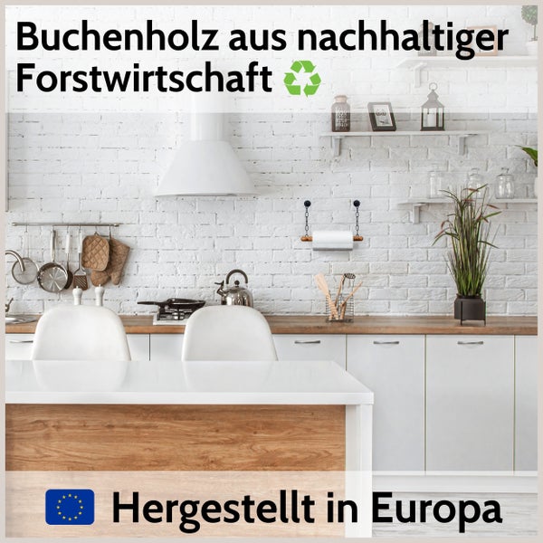 DEKAZIA® Küchenrollenhalter Holz | Küchenrollenhalter ohne Bohren Küchenrollenhalter Wand Küchenpapierhalter Halter Küchenrolle Papierrollenhalter Kuchenrollenhalterung Wandrollenhalter Buche schwarz