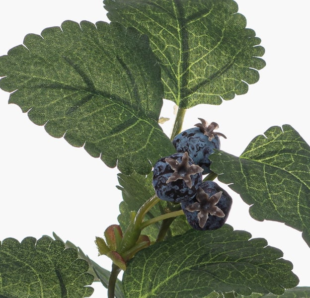 Künstlicher Zweig Blaubeere PAVRO mit Beeren, blau, 75cm - Deko Kunstzweig