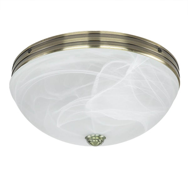 Deckenleuchte mit Ornamentglas und antikfarbenem Rahmen