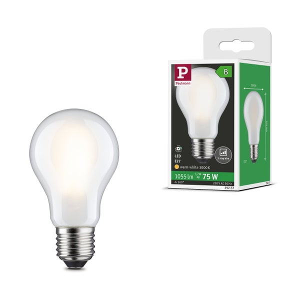 Paulmann LED-Leuchtmittel E27, Standardform, mattiert, 1055 Lumen, warmweiß 3000 Kelvin, dimmbar in drei Stufen, Ersatz für 75 Watt