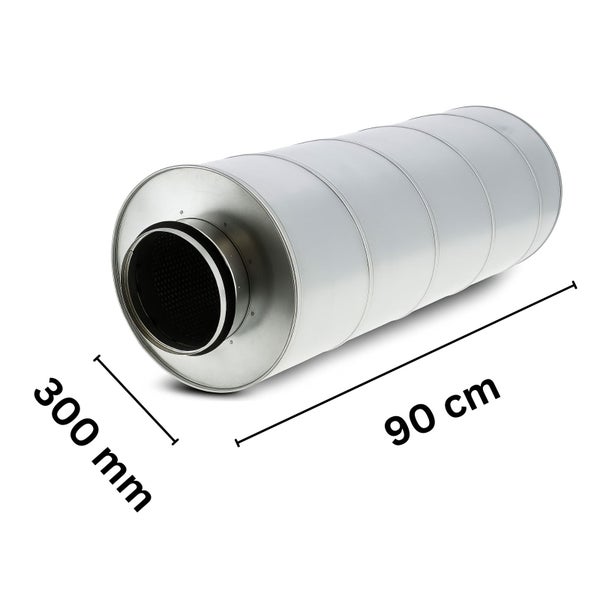 Rundrohrschalldämpfer, Durchmesser 300 Millimeter, Länge 90 Zentimeter