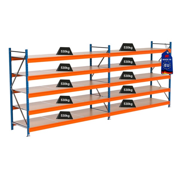 Regal mit mehreren Ebenen und maximaler Traglast von 530 Kilogramm mit Herkunftskennzeichen Europäische Union