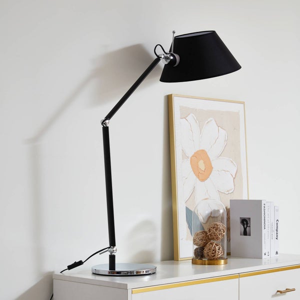 Lucande Tischlampe Dansari in Schwarz aus Metall (1 flammig, E27) - Tischleuchte Schreibtischlampe Nachttischlampe Wohnzimmerleuchte
