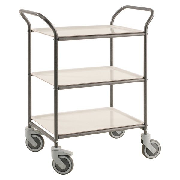 Servierwagen mit drei Ablageflächen und Rollen