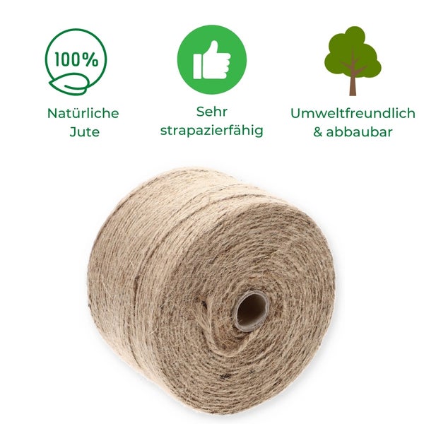 Bindfaden 1kg 2mm Juteschnur Jute Paketschnur Gartenschnur Bastelschnur Garten Garn Kordel Zwirn Pflanzschnur Jutegarn Naturgarn