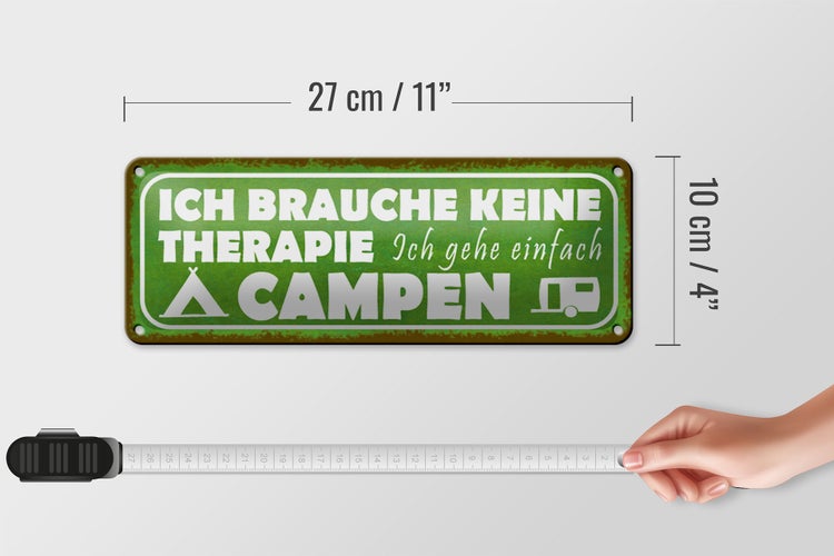 Blechschild Spruch 27x10cm Camping ich gehe einfach campen Dekoration