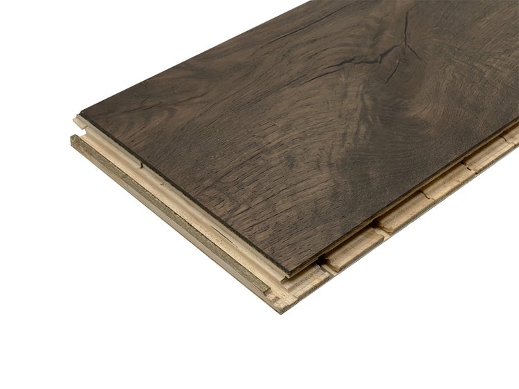 Parkettdiele mit Klick-Verbindung und natürlicher Holzmaserung.
