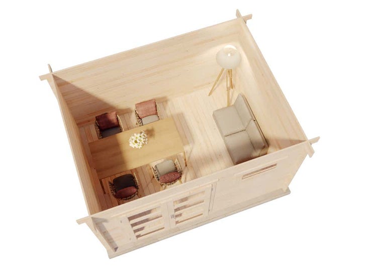 Alpholz Gartenhaus Emma Gartenhaus aus Holz in Pinie, Holzhaus mit 40 mm Wandstärke, Blockbohlenhaus mit Montagematerial imprägniert 3,9x3,9m