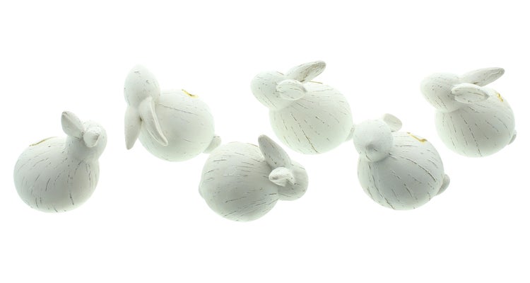 FRANK FLECHTWAREN | Hase Osterbande, 6er Set, POLYRESIN, 7 x 5 x 8 cm