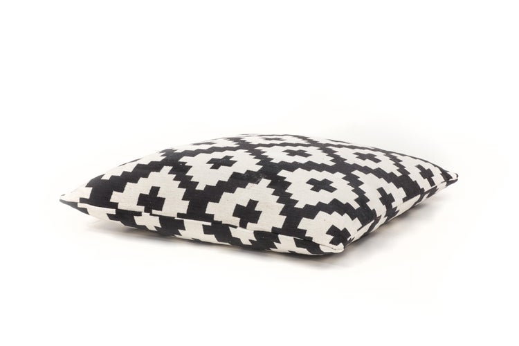 Pouf- Kissen-Set Hocker modern Weiß / Blau 80 cm