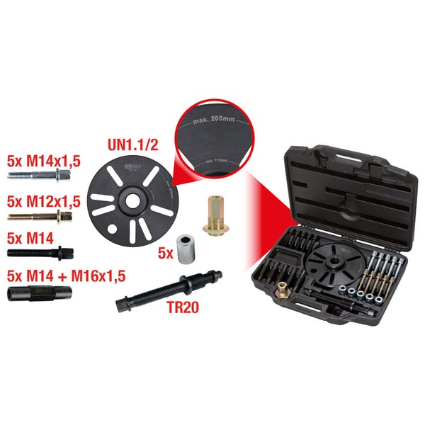 KS TOOLS Universal-Radnabenabzieher für PKW SUV + Transporter 28tlg. - 700.1480