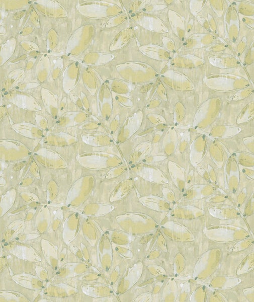 Sanders und Sanders Tapete gezeichnete Blätter Gelb - 53 cm x 10,05 m - 640750