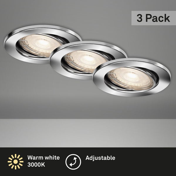 LED Einbauleuchten schwenkbar IP23 3er Set GU10 5 W chrom Metall Briloner