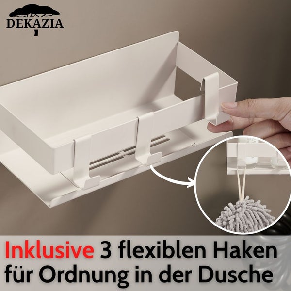 DEKAZIA® Duschablage ohne Bohren weiss beige | Duschablage weiß ohne Bohren Duschablage ohne bohren weiß Badezimmer Regal weiß Duschregal weiß Duschablage weiss Duschregal ohne Bohren weiß Badblage