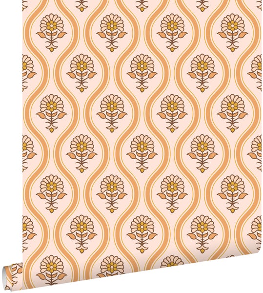 Tapetenrolle mit floralem Muster und gewelltem Design