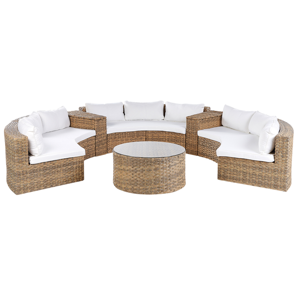 Lounge Set mit Tisch 9-Sitzer SEVERO Polyrattan Goldbraun