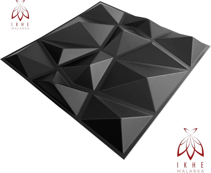 3D Paneele 30x30cm PVC Kunststoffpaneele Wandpaneele Deckenpaneelen Diamant Schwarz 094-1