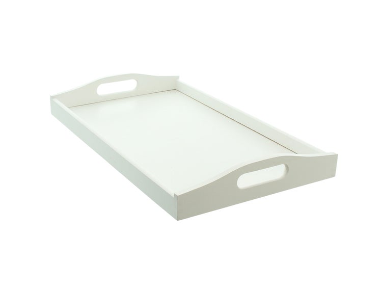 FRANK FLECHTWAREN | Tablett Simply White, HOLZ, 30 x 50 x 6 cm