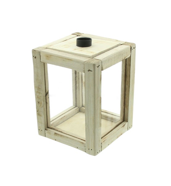 FRANK FLECHTWAREN | Kerzenhalterbox Modern, 12 x 12 x17 cm, PAPPEL, ACRYLGLAS, METALL,