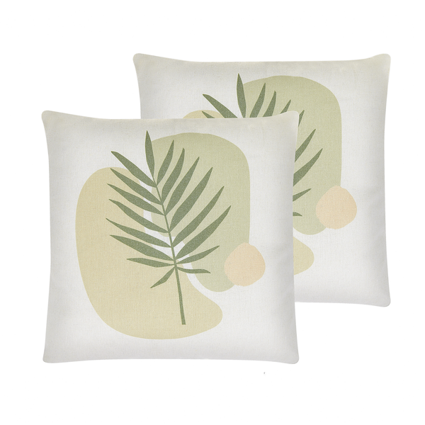 Dekokissen 2er Set MICROSORUM 45 x 45 cm Hellgrün Pflanzenmuster