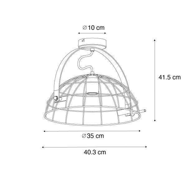 Technische Zeichnung einer Deckenleuchte mit Maßen.