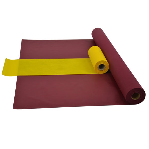 Sensalux Kombi-Set 1 Tischdeckenrolle 1m x 25m bordeaux + Tischläufer 30cm gelb