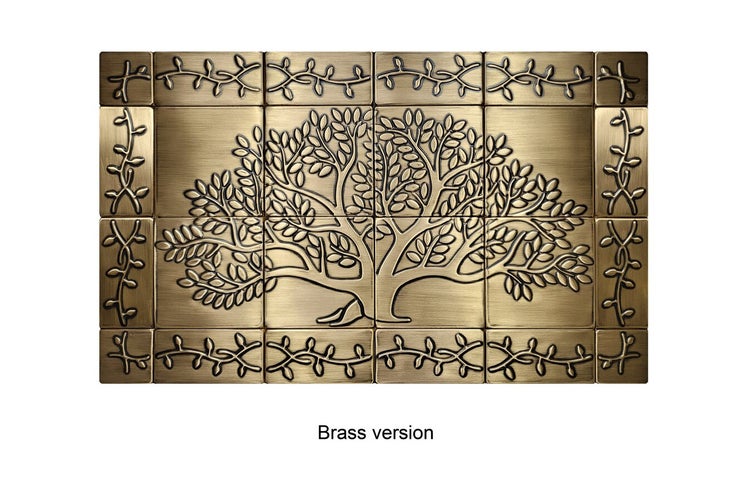 Mosaikfliesen-Wandbild mit Baum-Motiv