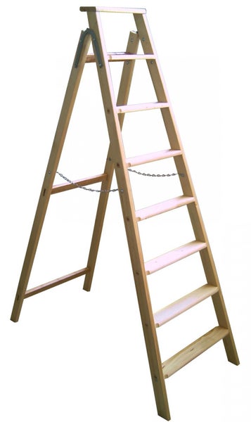 PROREGAL Putzbrettleiter Made in Germany 11 Stufen 2,74 m Länge Ablagebrett Holzleiter Klappleiter