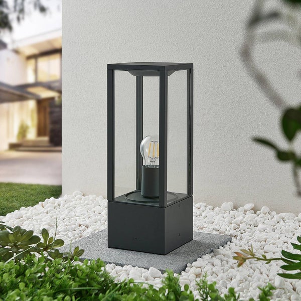 Lindby Außenleuchte Peldar (spritzwassergeschützt (Modern) in Schwarz aus Aluminium (1 flammig, E27) - Wegeleuchte Pollerleuchte Wegelampe Sockelleuchte
