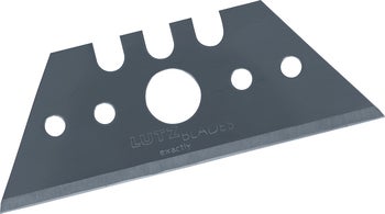 Eine einzelne Trapezklinge aus Stahl von Lutz Blades für Cuttermesser.