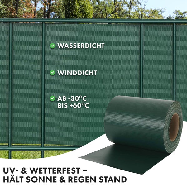 FLOORDIREKT PVC Sichtschutzstreifen 19 cm x 35 m für Gartenzäune Blickdicht Grün