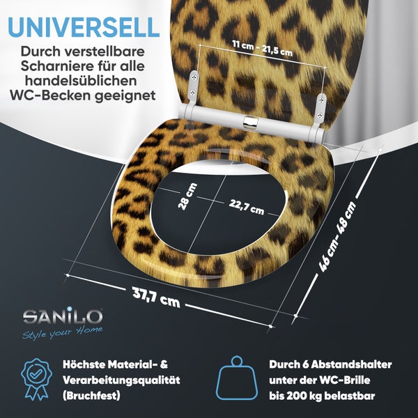 Toilettensitz mit verstellbaren Scharnieren und Leopardenmuster