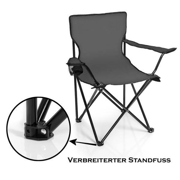 BigDean Faltstuhl DUNKELGRAU Campingstuhl Anglerstuhl mit Getränkehalter & Tragetasche - Anglersessel klappbar - Klappstuhl Gartenstuhl Faltstuhl Relaxsessel Angelsessel faltbar