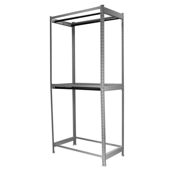 PROREGAL Kleiderstangenregal Metal Doppel HxBxT 200 x 120 x 75 cm Grau Kleiderständer Garderobe Klamottenregal Stangenregal Regal