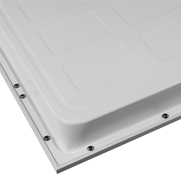 Detailansicht einer rechteckigen Revisionsklappe mit Schrauben