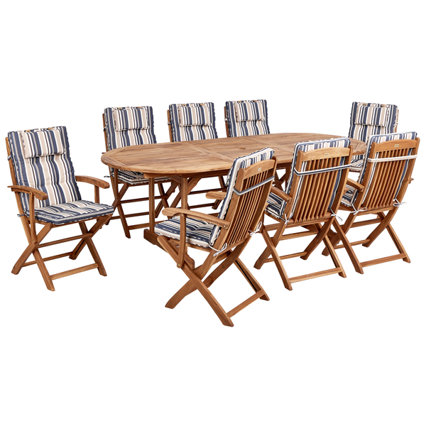 Gartenmöbel Set 8-Sitzer MAUI II inkl. Kissen Akazienholz Bunt