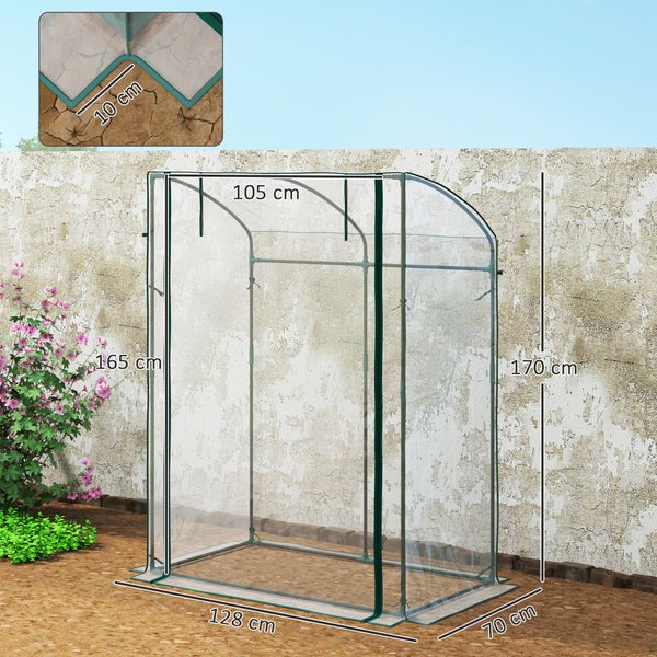 Gewächshaus mit klarer Kunststoffhülle, vogelsicher, wärmekonservierend und hoher Lichtdurchlässigkeit.