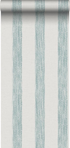 Sanders und Sanders Tapete gemalte Streifen Blaugrün und Weiß - 53 cm x 10,05 m - 640758